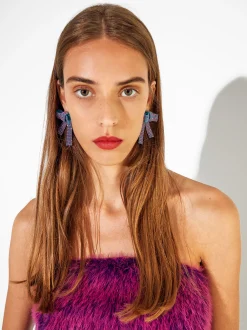 PARFOIS Exclusivo Online - Pendientes Lazo Con Cristales Multicor Cheap