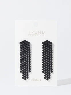 PARFOIS Exclusivo Online - Pendientes Largos Con Cristales Negro Clearance