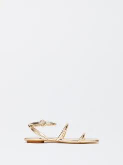 PARFOIS Exclusivo Online - Sandalia Plana Tiras Tubulares Dorado Cheap