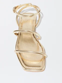PARFOIS Exclusivo Online - Sandalia Plana Tiras Tubulares Dorado Cheap