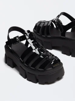PARFOIS Exclusivo Online - Sandalia Cangrejera Plataforma Negro Flash Sale
