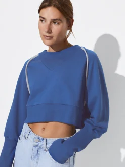 PARFOIS Exclusivo Online - Sudadera Cropped Algod&oacute;n Azul Hot