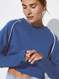 PARFOIS Exclusivo Online - Sudadera Cropped Algod&oacute;n Azul Hot