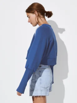 PARFOIS Exclusivo Online - Sudadera Cropped Algod&oacute;n Azul Hot
