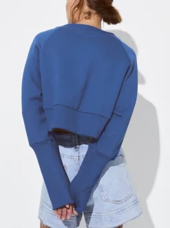 PARFOIS Exclusivo Online - Sudadera Cropped Algod&oacute;n Azul Hot