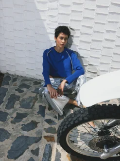 PARFOIS Exclusivo Online - Sudadera Cropped Algod&oacute;n Azul Hot