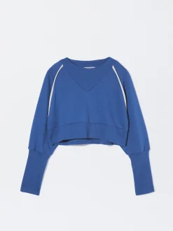 PARFOIS Exclusivo Online - Sudadera Cropped Algod&oacute;n Azul Hot