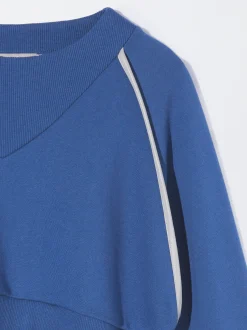 PARFOIS Exclusivo Online - Sudadera Cropped Algod&oacute;n Azul Hot