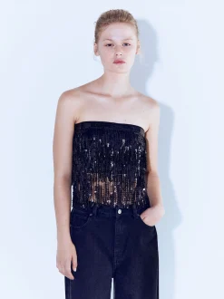 PARFOIS Exclusivo Online - Top Bandeau De Lentejuelas Negro Outlet
