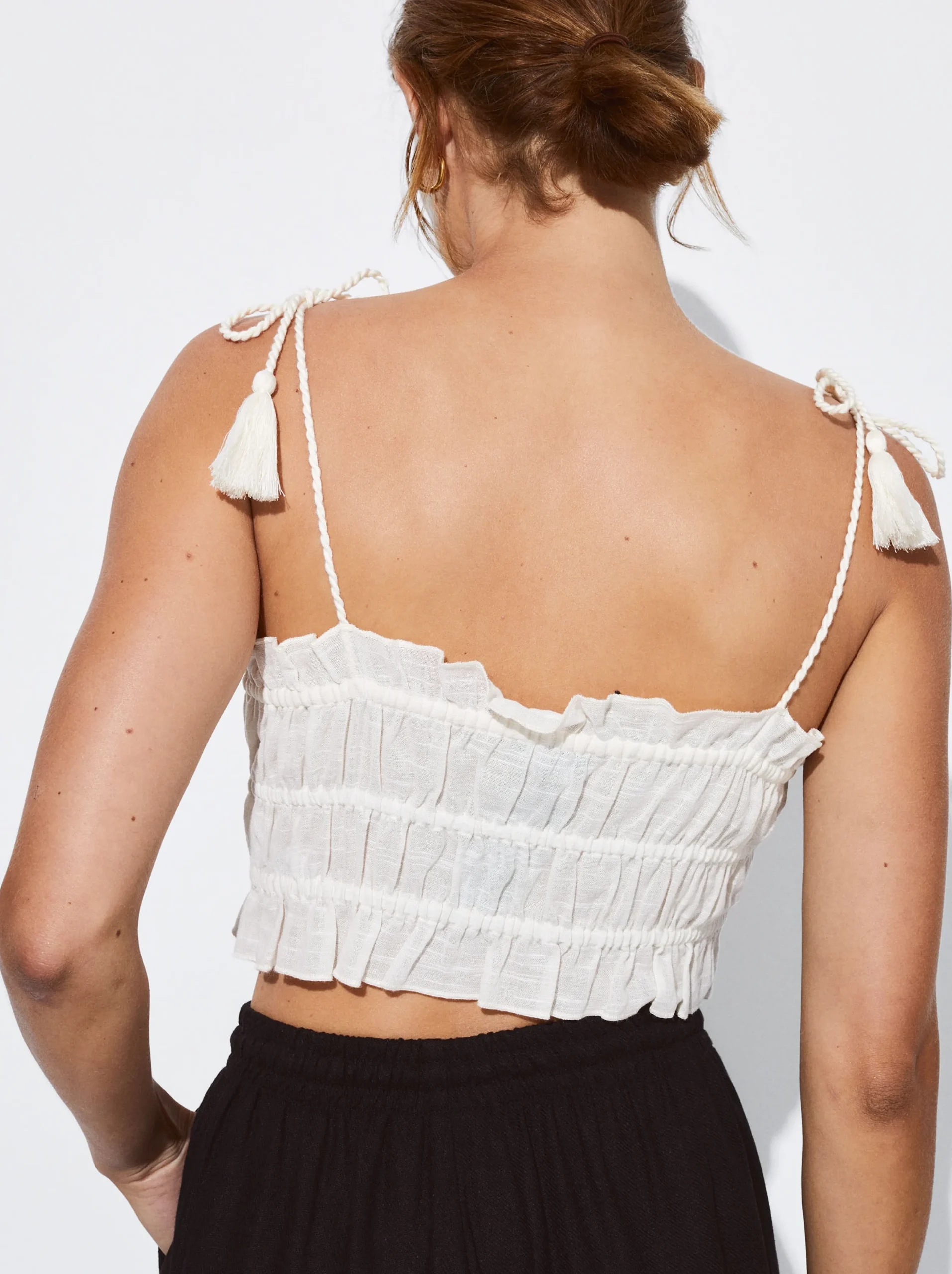 PARFOIS Exclusivo Online - Top Corto Fruncido Blanco Cheap
