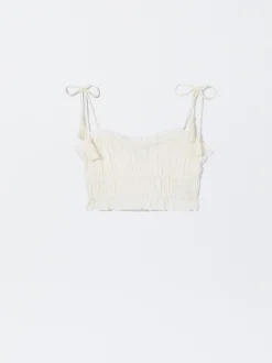 PARFOIS Exclusivo Online - Top Corto Fruncido Blanco Cheap