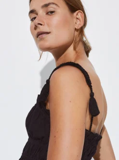 PARFOIS Exclusivo Online - Top Corto Fruncido Negro Online