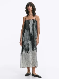 PARFOIS Exclusivo Online - Vestido Midi De Tirantes Plisado Multicor Online