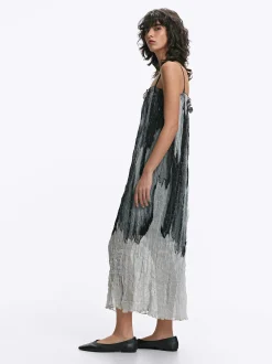 PARFOIS Exclusivo Online - Vestido Midi De Tirantes Plisado Multicor Online