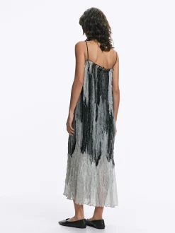 PARFOIS Exclusivo Online - Vestido Midi De Tirantes Plisado Multicor Online