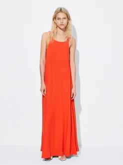 PARFOIS Exclusivo Online - Vestido Largo De Tirantes Naranja Hot