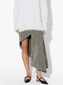 PARFOIS Falda Asim&eacute;trica Con Aplicaciones Verde Fashion