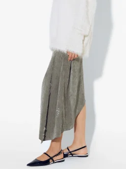 PARFOIS Falda Asim&eacute;trica Con Aplicaciones Verde Fashion