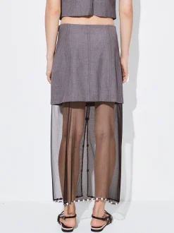 PARFOIS Falda Con Contraste En Tul Gris Fashion