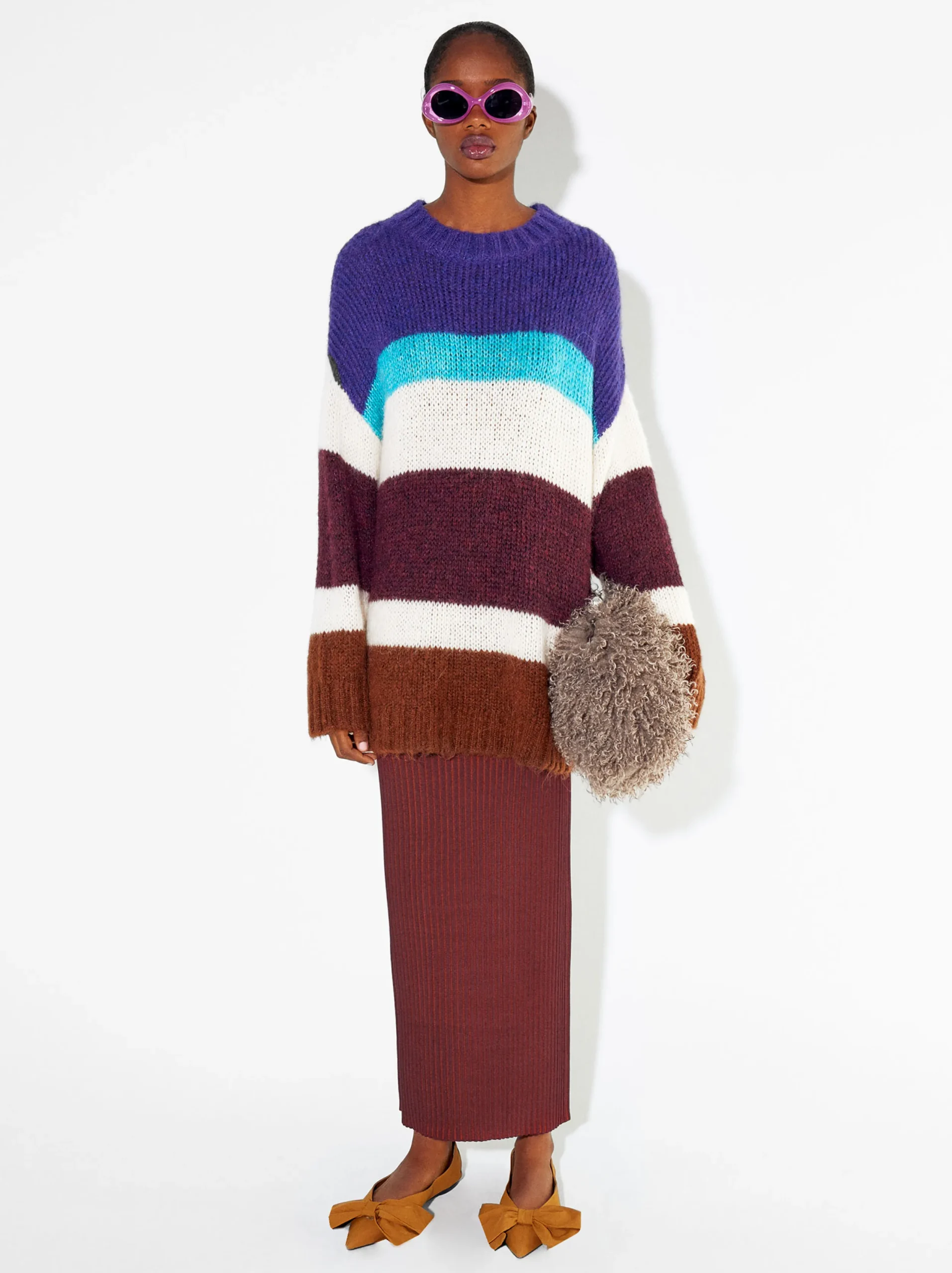 PARFOIS Falda Larga De Punto Burdeos Flash Sale