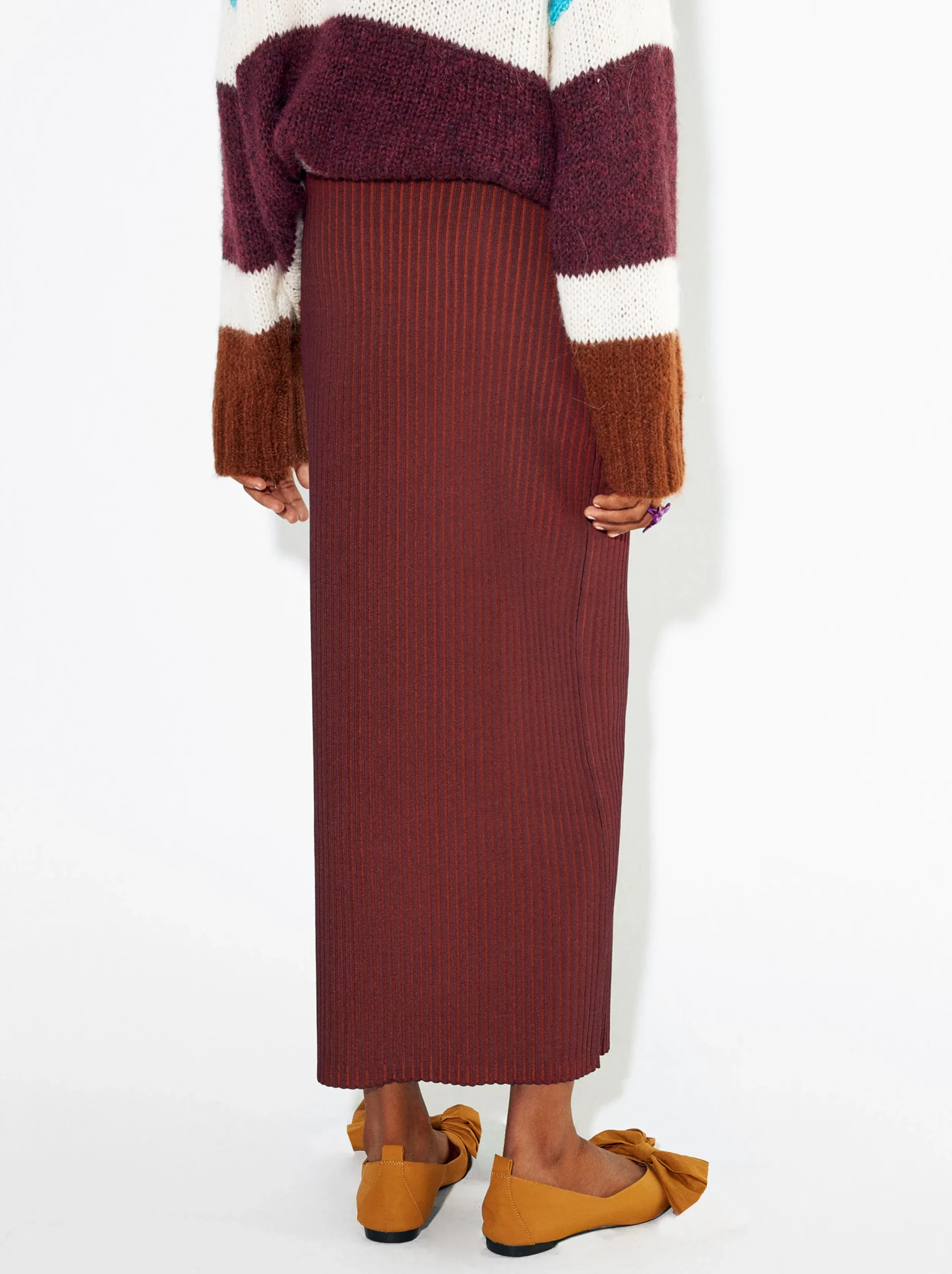 PARFOIS Falda Larga De Punto Burdeos Flash Sale