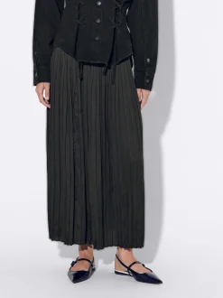 PARFOIS Falda Larga Plisada Negro Fashion