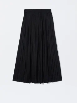 PARFOIS Falda Larga Plisada Negro Fashion