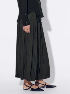 PARFOIS Falda Larga Plisada Negro Fashion