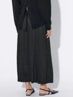PARFOIS Falda Larga Plisada Negro Fashion