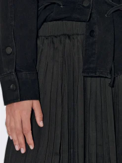 PARFOIS Falda Larga Plisada Negro Fashion