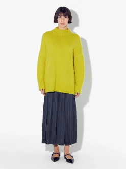 PARFOIS Falda Larga Plisada Azul Cheap