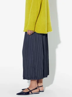 PARFOIS Falda Larga Plisada Azul Cheap