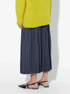PARFOIS Falda Larga Plisada Azul Cheap