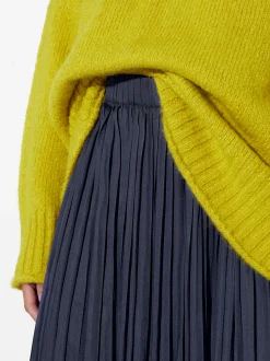 PARFOIS Falda Larga Plisada Azul Cheap