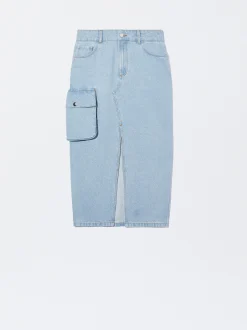 PARFOIS Falda Midi Denim Plateado Store