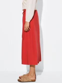 PARFOIS Falda Midi Lyocell Rojo Best Sale
