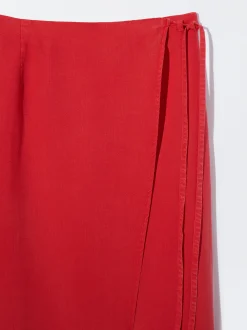 PARFOIS Falda Midi Lyocell Rojo Best Sale