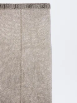PARFOIS Falda Midi Metalizada Plateado Best Sale