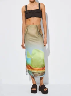 PARFOIS Falda Midi Satinada Multicor Cheap