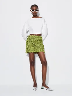 PARFOIS Falda Mini Con Textura Verde Shop