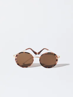 PARFOIS Gafas De Sol Met&aacute;licas Redondas Marr&oacute;n Cheap