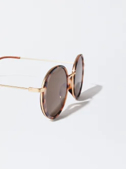PARFOIS Gafas De Sol Met&aacute;licas Redondas Marr&oacute;n Cheap