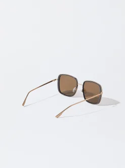 PARFOIS Gafas De Sol Metálicas Cuadradas Marrón Hot