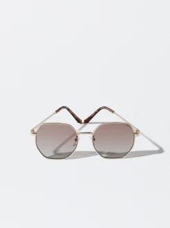 PARFOIS Gafas De Sol Met&aacute;licas Hexagonales Oro Rosa Shop