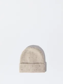 PARFOIS Gorro De Punto Con Strass Beige Hot