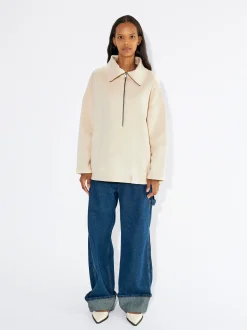 PARFOIS Jersey Algod&oacute;n Con Cierre De Cremallera Blanco New