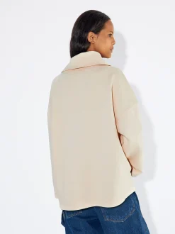 PARFOIS Jersey Algod&oacute;n Con Cierre De Cremallera Blanco New