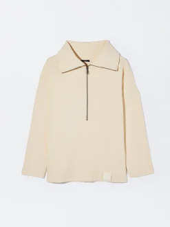 PARFOIS Jersey Algod&oacute;n Con Cierre De Cremallera Blanco New