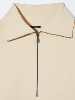 PARFOIS Jersey Algod&oacute;n Con Cierre De Cremallera Blanco New