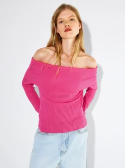PARFOIS Jersey Con Hombros Descubiertos Fucsia Best Sale